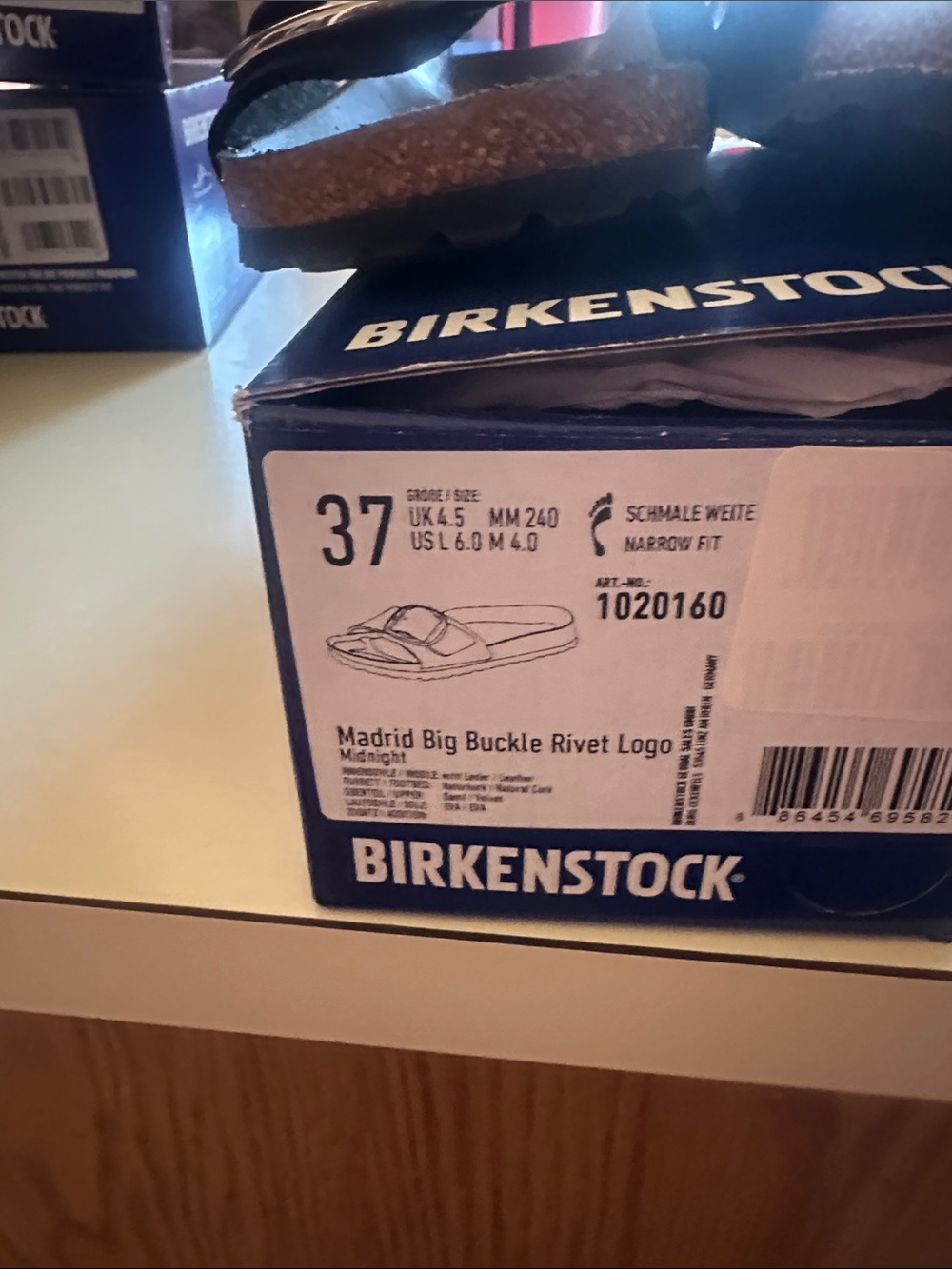 Birkenstock Navy Single Strap Slides with Silver Buckle PRICED AS MARKED - Picture 2 of 2